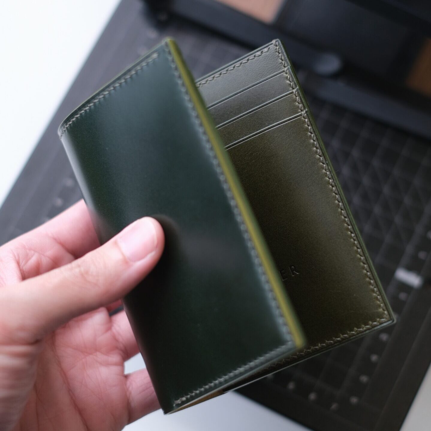 Shell Cordovan Mix Buttero Vertical Wallet - Image 1